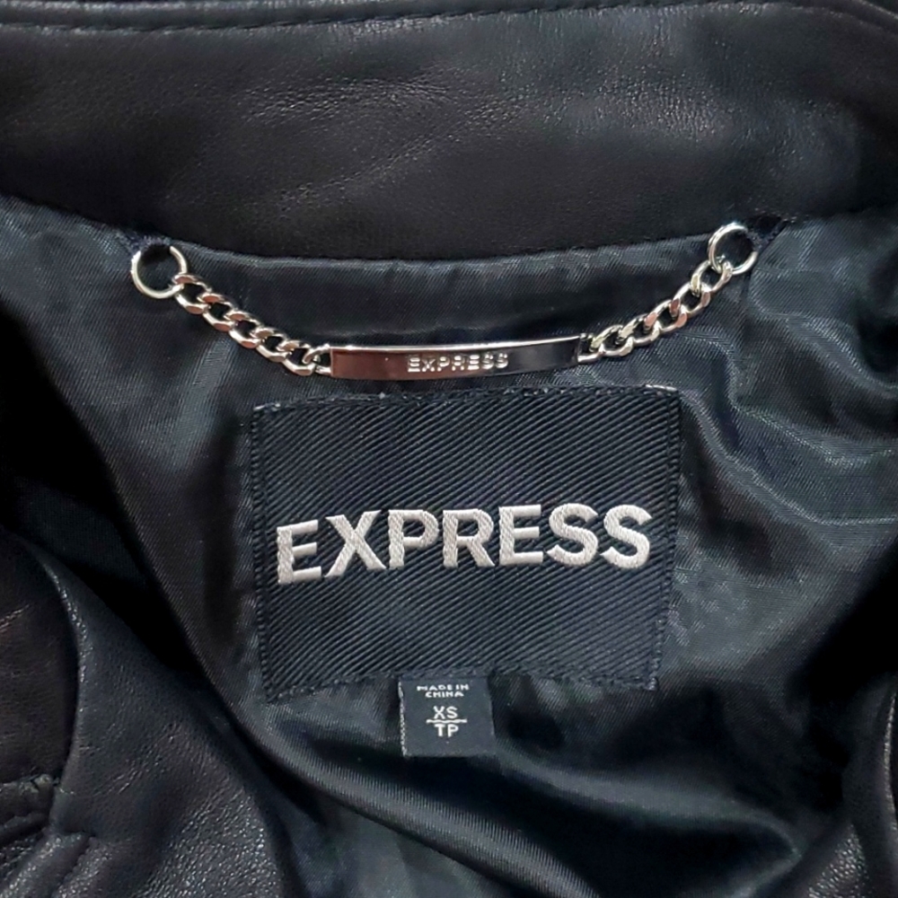 EXPRESS Genuine Leather Moto Jacket - Picture 4 of 16